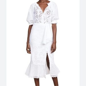 SALONI Olivia Dress In White French Lace